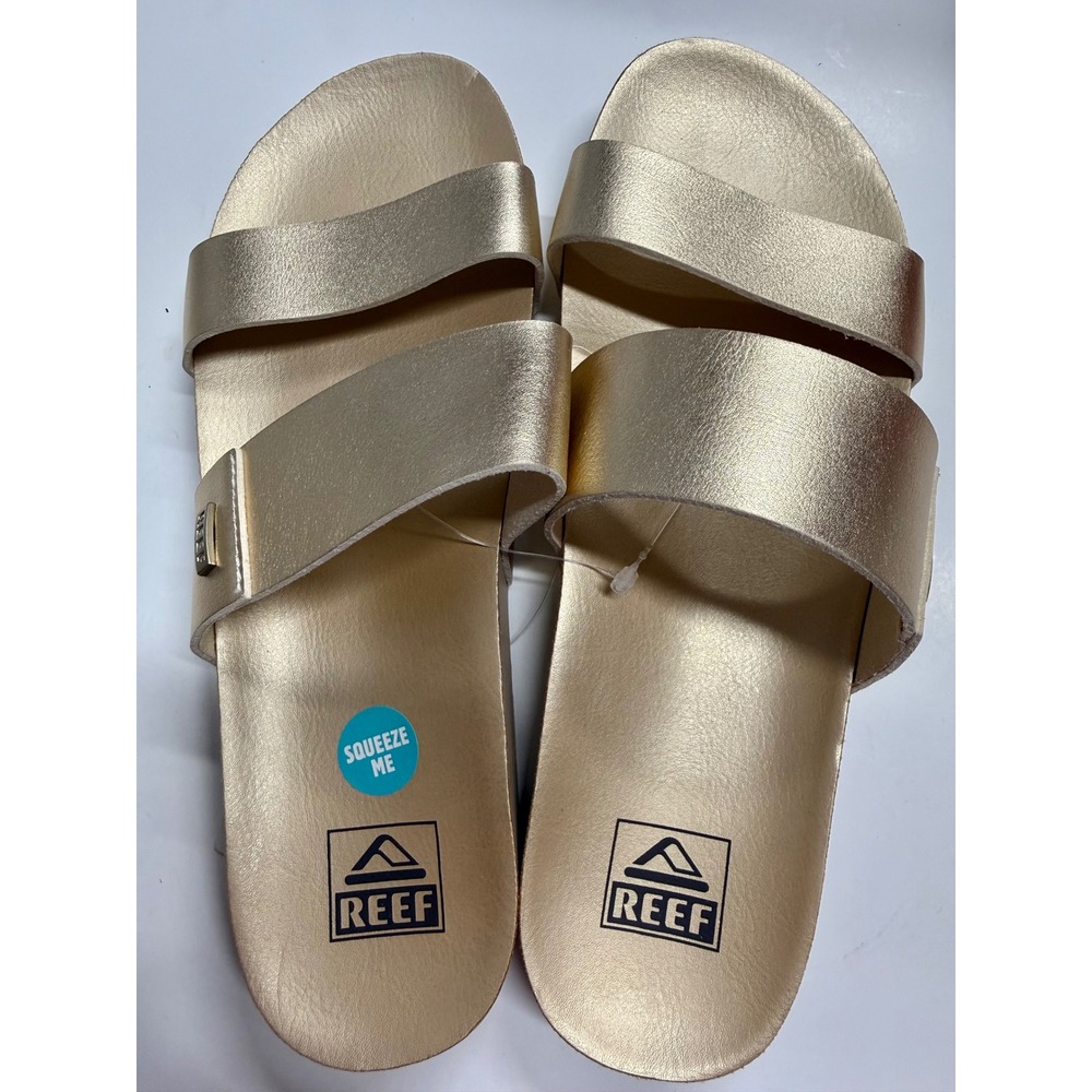 Reef Cushion Vista Slides Double Strap Gold Size 9 Women Beach Surf Vacationgold